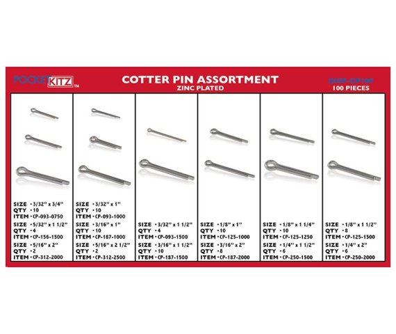 Cotter Pin Assortment CS ZC 100pc