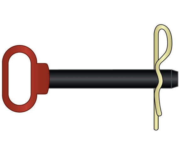 Hitch Pin Red Handle 1 x 7-1/2 Black Powder Coat w/Clip