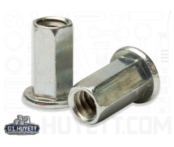 Rivet Nut Hex FHL M6-1.0 x 6.0 Low Carbon Steel Z3