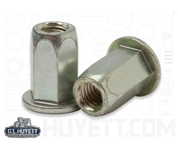 Rivet Nut Hex HUKO M6-1.0 x 3.0 Low Carbon Steel ZT