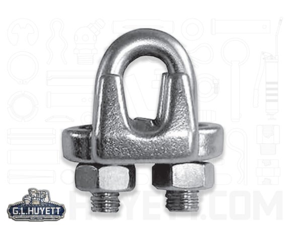 Wire Rope Clip, 1/2, 304 Stainless Steel, Polished