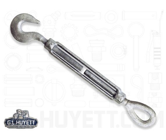 【Y u i 】 Turnbuckle, Hook X Eye, 1 X 18, CS, Hot Dipped Galvanized