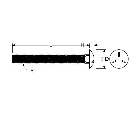 Carriage Bolts 7/16-14 x 6 in A307 A Steel ZC3