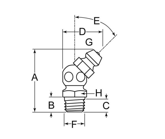 Lincoln Grease Fitting Zerk 45 M8 x 1 Taper Thread Steel ZY
