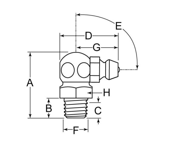 Lincoln Grease Fitting Zerk 90 M8 x 1 Taper Thread Steel ZY