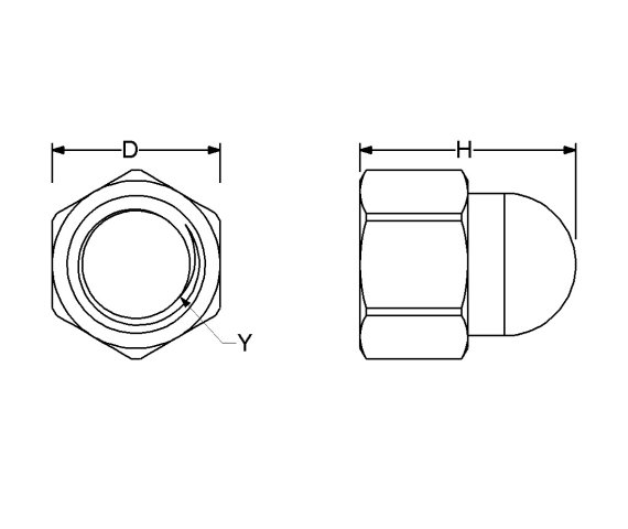 Round Cap Nuts #10-32 x 9/32 in Steel NickelPlated