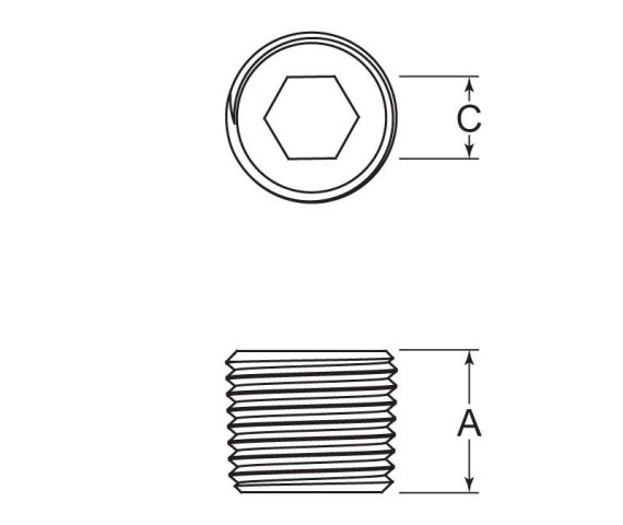 316L Stainless Steel, 1/8 In Fitting Pipe Size, Hollow Hex Head Plug - 30WA94|VSTI1/8ED71 - Foto 3