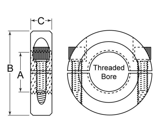 Threaded Split Collet Threaded Double Split Collar 15/16x7/16-20x11/32 Stainless