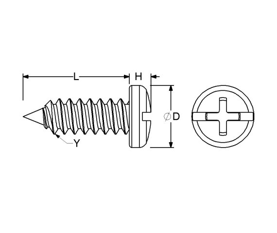 Pan Hd Sheet Metal Screw #8x1 in #2 Slt/Ph TA Frm S ZincC