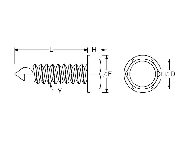 HexWasher Hd Sheet Metal Screw #10x1 in Dr SDTF S ZC