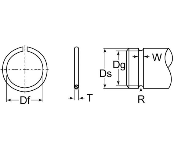 Round External Retaining Ring 1-1/2 Spring Steel Phos