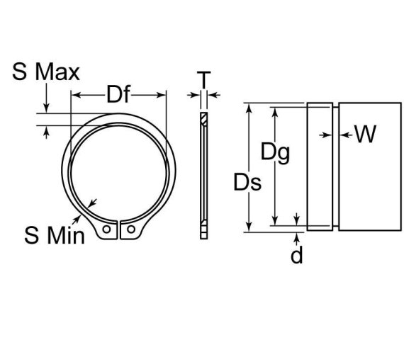 Snap Ring Chart.pdf Snap Retaining Ring Beveled External 1-1/2 Spring Steel Phos