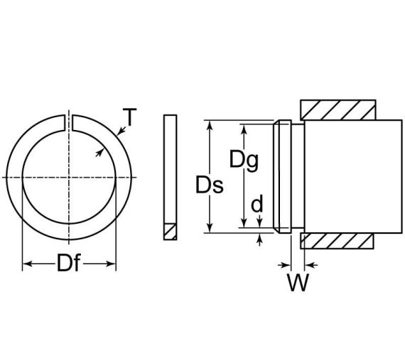 External Closed Square Retaining Ring 3/4 HD Spring Steel