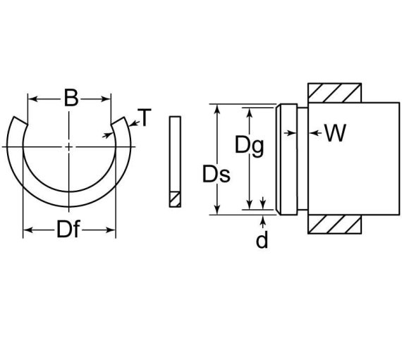External Open Square Retaining Ring 1 HD Spring Steel