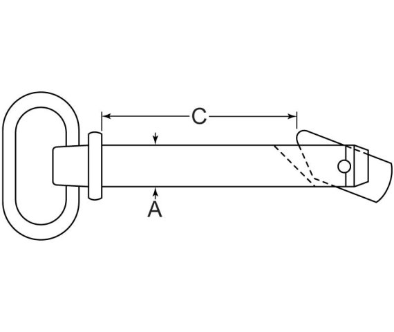 Hitch Pin Swivel Lock 3/8 x 2-3/4 Stainless Steel