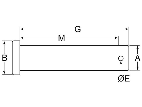 Clevis Pin 1-7/8 x 9 Medium Carbon Steel