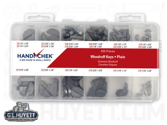 thumbnail image 2 of Metal Keys Set 80-Piece Woodruff Key Assortment - 8 Sizes Mechanical Fasteners Kit Mechanical Keys Set 2 of 10