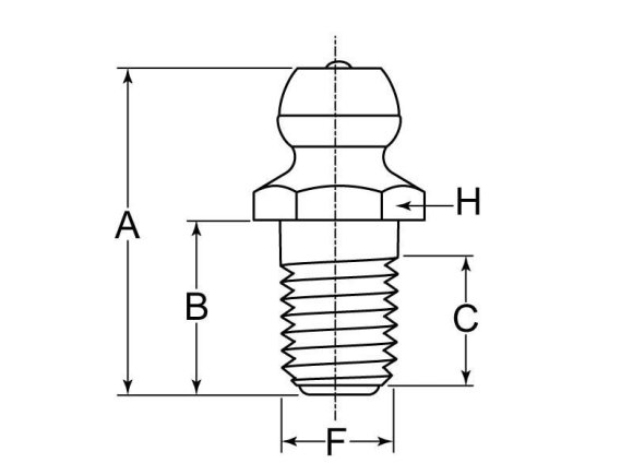 Lincoln Grease Fitting Zerk 1/4-28 SAE-LT 0.36 Shank ZC