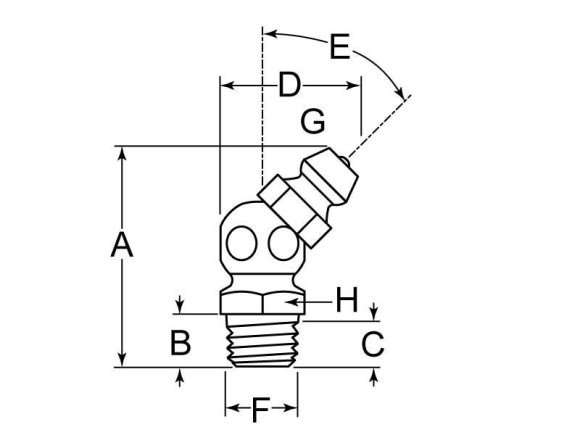 Lincoln Grease Fitting Zerk 45 M8 x 1 Taper Thread Steel ZY