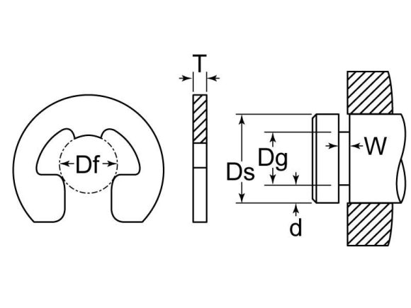 E-Clip Reinforced Retaining Ring Clip 1/4 SS PL