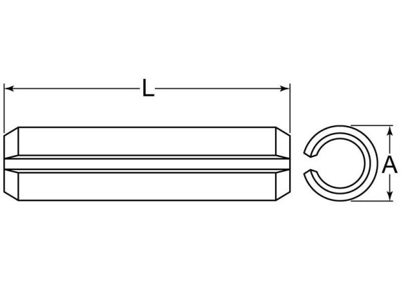 M6 Spring Pin Slotted Spring Pin M6 x 50 Carbon Steel ISO 8752 (EN 28752)