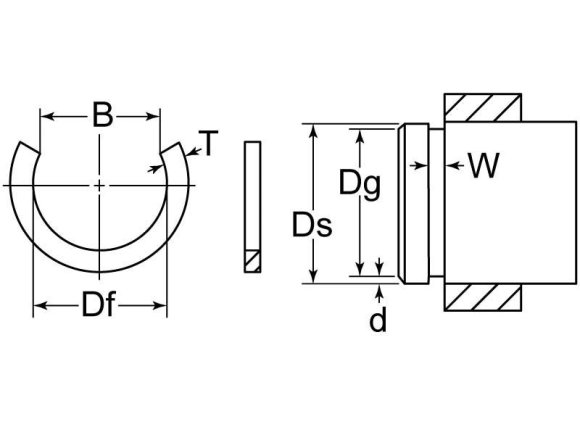 External Open Square Retaining Ring 5/16 HD Spring Steel