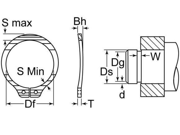 Snap Retaining Ring Bowed External 7/16 Steel Zinc MS16628