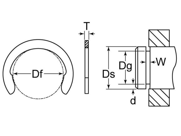 Crescent External Retaining Ring Clip 1 Beryllium Copper