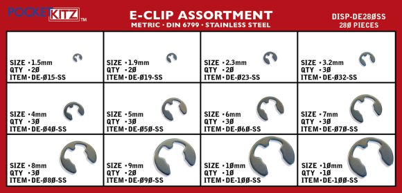 Metric Retaining Ring E Clip Stainless Steel Assort 280pc