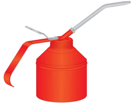 Heritage Oil Can, Lever, Capacity: 16 oz, Steel, OAL: 7 3/8 inch, Spout  Length: 9 inch, with Rigid Extension and Flexible Hose