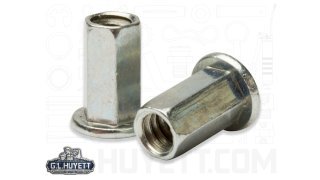 US Style, Half Hex Body Rivet Nut, Steel Zinc