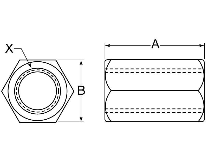 Coupling Nut Crs 5/1618 x 13/4 RH ZC