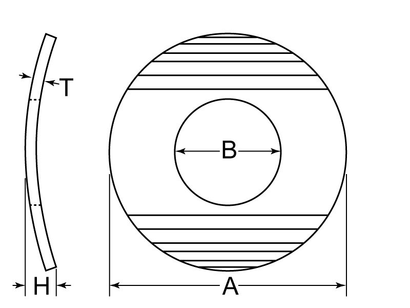 Curved Washer Tech Drawing